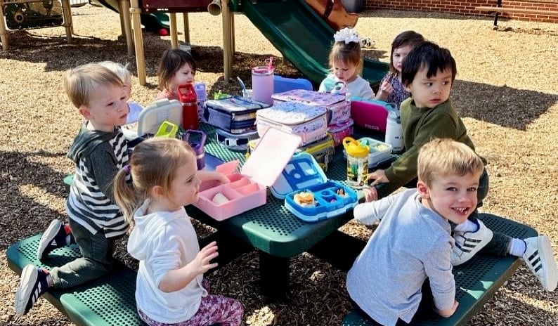 our preschool outdoor lunch